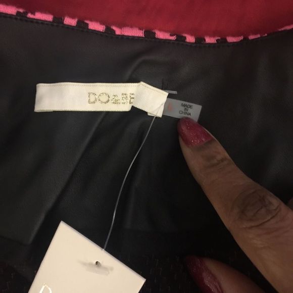 Fuschia Print Jacket w/ Faux leather sleeves - Picture 11 of 12